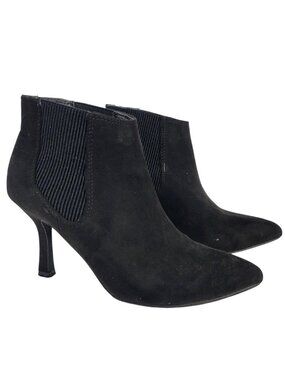 Sueded Kitten Heel Ankle Booties Chelsea Black Size 5
